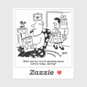 De vrouw keert Huis van de Winkelende Cartoon teru Sticker