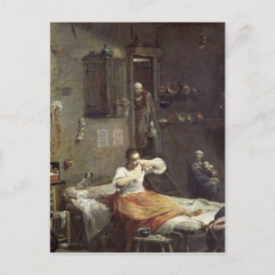 De vrouw met de Flea Briefkaart