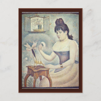 De vrouw met de Powder Puff Briefkaart
