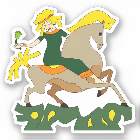 De vrouw ridder sticker (Voorkant)