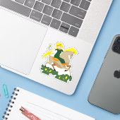 De vrouw ridder sticker (Laptop met iPhone)