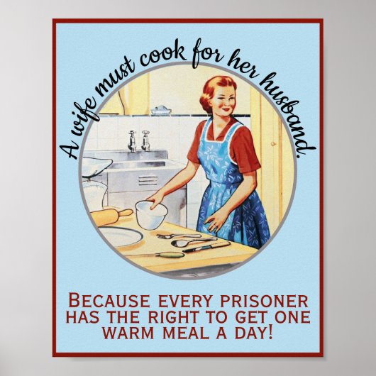 De vrouw uit 1950 moet koken voor de man. poster (Voorkant)