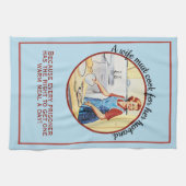 De vrouw uit 1950 moet koken voor de man. theedoek (Horizontaal)