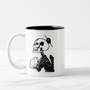 De Vrouw van Calavera van Posada met Ventilator en Tweekleurige Koffiemok