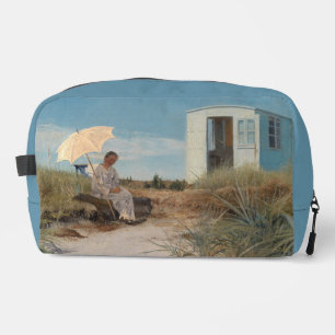 De vrouw van de kunstenaar met de familie caravan toilettasje
