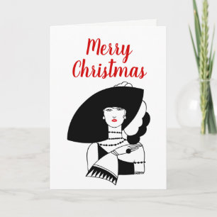 De Vrouw van het art deco in Grote Kerstmis van Feestdagen Kaart