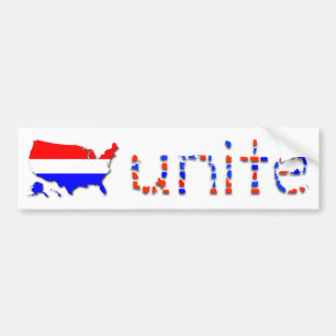 "De VS verenigen" Bumpersticker - wit