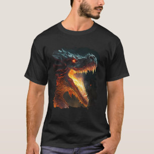 De vurige draak majesteit in macht en vlammen t-shirt