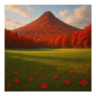 De vurige herfsttop: Rode stilte over de droom Foto Afdruk