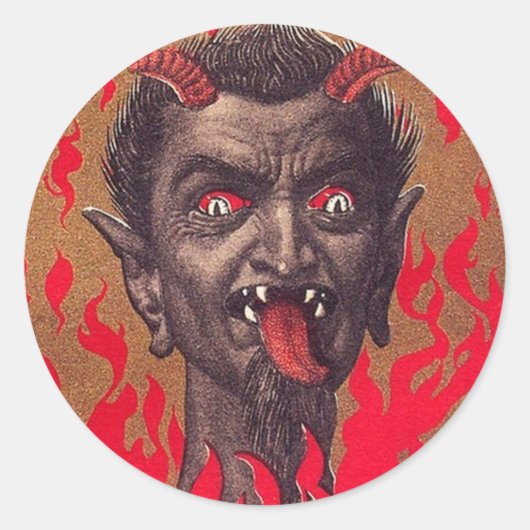 De vurige Krampus Ronde Sticker (Voorkant)