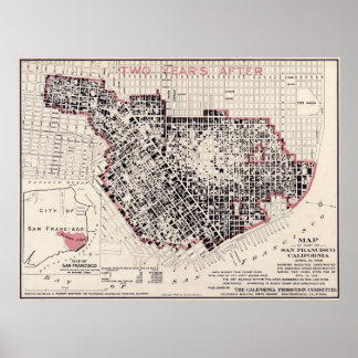 De vuurkaart van San Francisco - BigMap van 1908 ( Poster