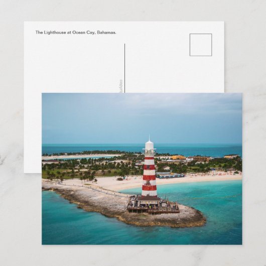 De vuurtoren bij Ocean Cay, Bahamas Briefkaart (Voorkant / Achterkant)