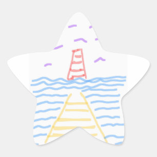 De vuurtoren en de pier ster sticker