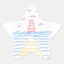 De vuurtoren en de pier ster sticker