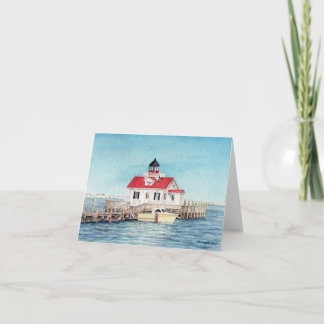 De Vuurtoren Notecard van het Eiland van Roanoke Kaart