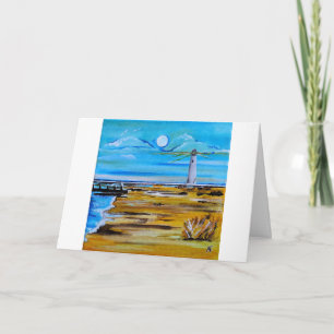 De vuurtoren op het strand Schilderij van Alfred F Kaart