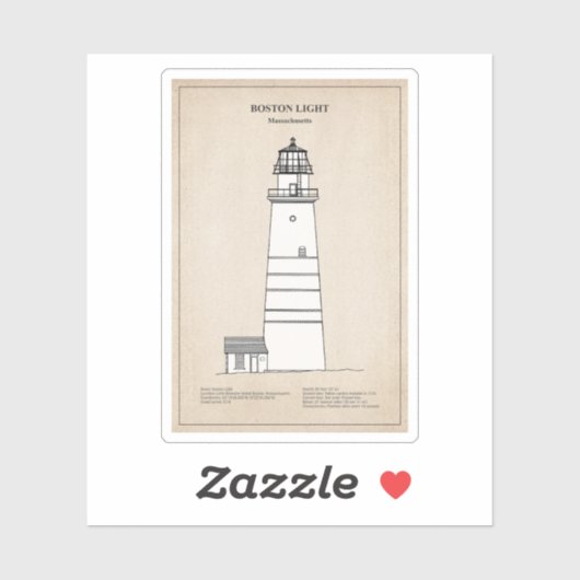 De vuurtoren van Boston - Massachusetts - SBD Sticker (Vel)