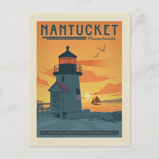 De vuurtoren van Brant Point | Nantucket MA Briefkaart (Voorkant)