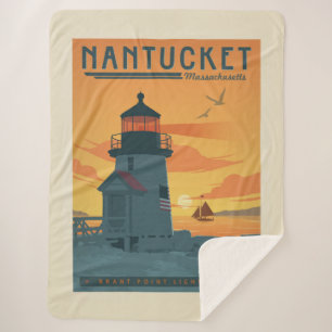 De vuurtoren van Brant Point   Nantucket MA Sherpa Deken