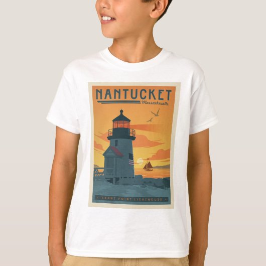De vuurtoren van Brant Point | Nantucket MA T-shirt (Voorkant)
