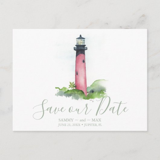 De Vuurtoren van de waterverf sparen de Datum Briefkaart (Voorkant)