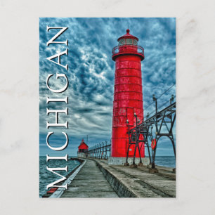 De vuurtoren van Grand Haven   Michigan Briefkaart