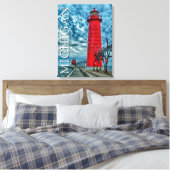 De vuurtoren van Grand Haven | Michigan Canvas Afdruk (Insitu (Slaapkamer))