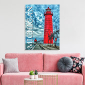 De vuurtoren van Grand Haven | Michigan Canvas Afdruk (Insitu (Woonkamer))
