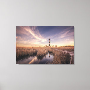 De vuurtoren van het eiland Bodie op Sunset Canvas Afdruk
