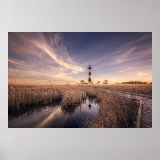De vuurtoren van het eiland Bodie op Sunset Poster (Voorkant)