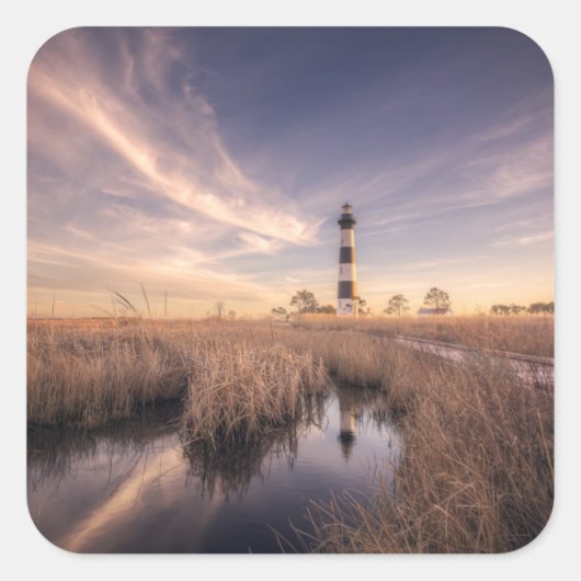 De vuurtoren van het eiland Bodie op Sunset Vierkante Sticker (Voorkant)