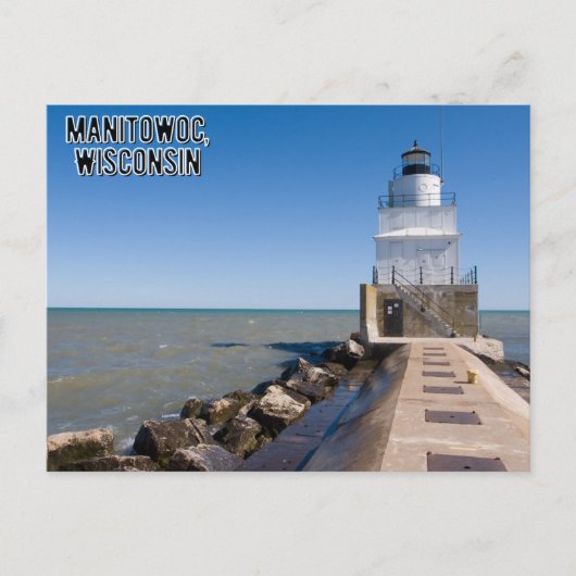De vuurtoren van Manitowoc Wisconsin Briefkaart (Voorkant)