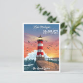 De vuurtoren van St. Joseph bij Lake Michigan Briefkaart (Staand voorkant)