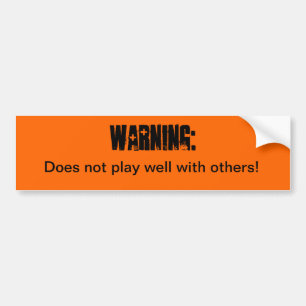de waarschuwing dat de bumpersticker niet goed spe