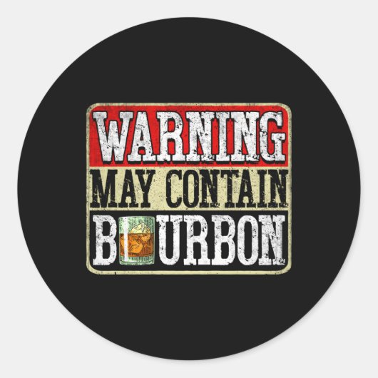 De waarschuwing kan Bourbon-Drinker bevatten die D Ronde Sticker (Voorkant)