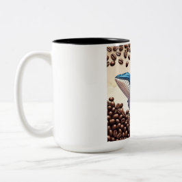 De walvis en de koffiebonen tweekleurige koffiemok