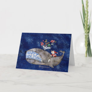 De walvis wenst prettige feestdagen (plural:) de kaart