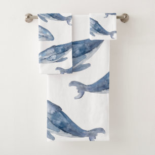 De Walvissen van de gebochelde in Waterverf Bad Handdoek