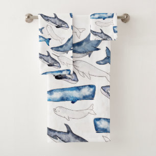 De Walvissen van de waterverf Bad Handdoek