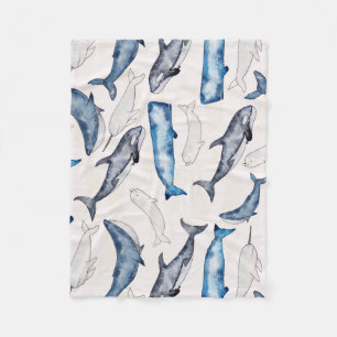 De Walvissen van de waterverf Fleece Deken