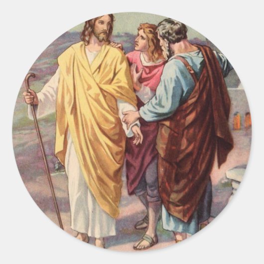 De wandeling naar emmaus ronde sticker (Voorkant)