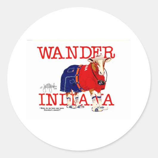 De Wander Indiana Cow Ronde Sticker (Voorkant)