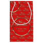 De Wang Family Kerstmis Faux Gold Script Red Klein Cadeauzakje (Achterkant)