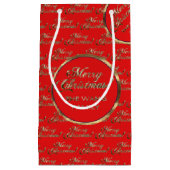 De Wang Family Kerstmis Faux Gold Script Red Klein Cadeauzakje (Voorkant)