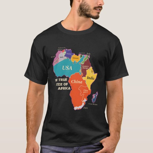 De ware grootte van Afrika T-shirt (Voorkant)