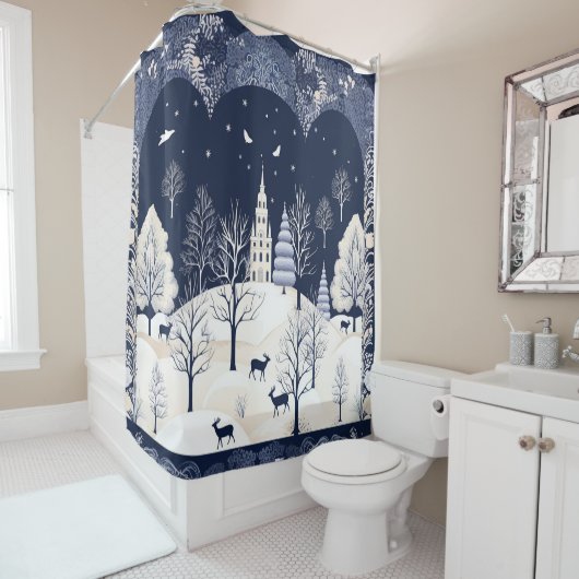 De warmte van de zon in de winter douchegordijn (In situ)