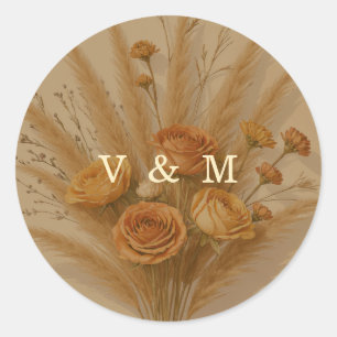 De warmte van een herfsttrouwfeest ronde sticker