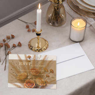 De warmte van herfst bruiloft RSVP kaarten Kaartje