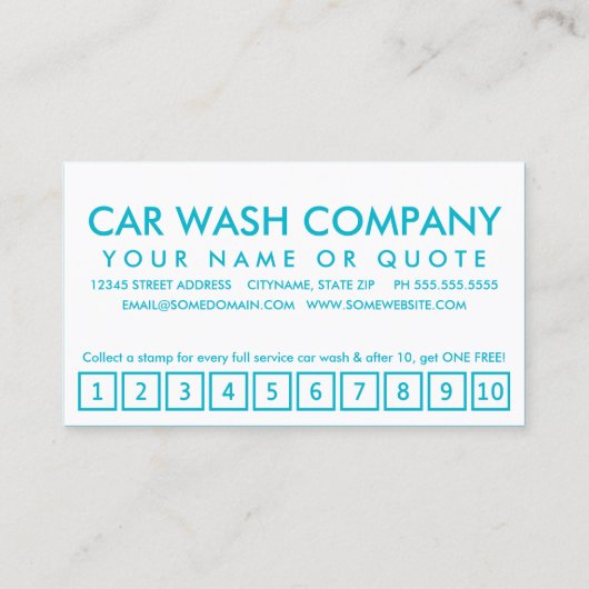 de was van de auto. trouwerekaart klantenkaartje (Achterkant)