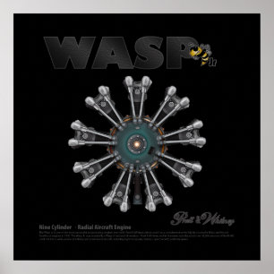De "Wasp Jr." Radiale-engine Art Poster